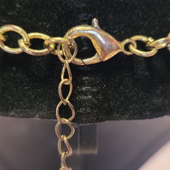 Iridescent Faux Opals Pastel Amozanite Beads Bib Style Necklace Gold Tone Bold - Picture 5 of 10